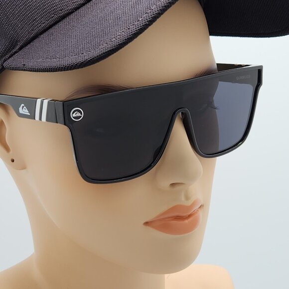 Quiksilver Shield Sunglasses Black Frame Dark Smoke Tinted Single Lens NEW Q1 - Picture 3 of 12